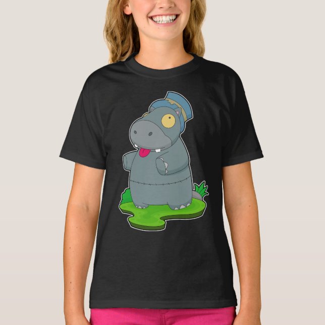 Camiseta Hippo Halloween Zombie (Frente)