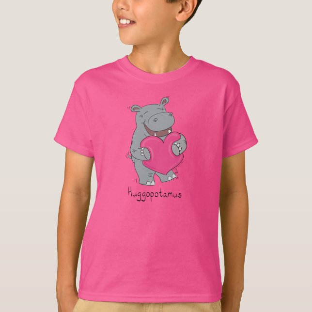 Camiseta Hippo Hugs Cute Kids Hippopotamus (Frente)