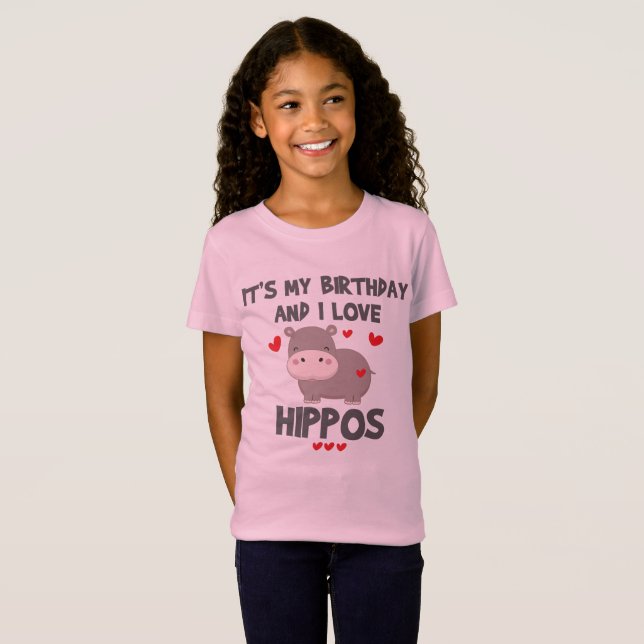 Camiseta Hippo Lover É meu aniversário e eu amo Hippos (Frente Completa)
