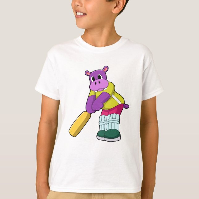 Camiseta Hippo no Cricket com morcego de Cricket (Frente)