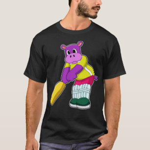 Camiseta Hippo no Cricket com morcego de Cricket