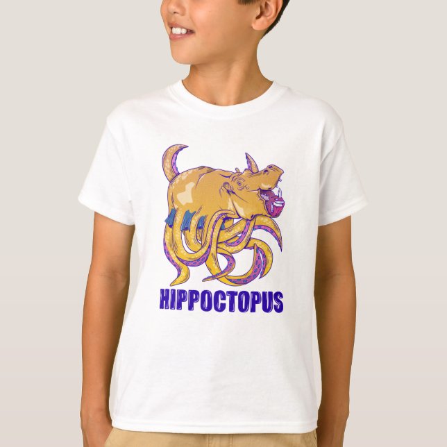 Camiseta Hippo Octopus Criatura estranha (Frente)