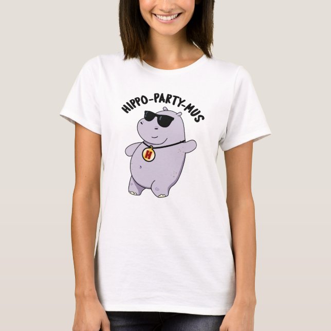 Camiseta Hippo-party-mus Funny Animal Hippo Pun (Frente)