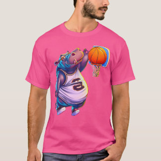 Camiseta Hippo Playing Basketball Cool Funny Hippos Basketb