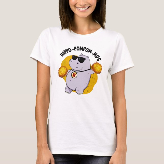 Camiseta Hippo-pompom-mus Funny Animal Hippo Pun (Frente)