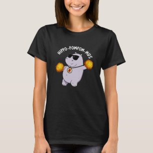 Camiseta Hippo-pompom-mus Funny Animal Hippo Pun Dark BG