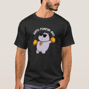 Camiseta Hippo-pompom-mus Funny Animal Hippo Pun Dark BG
