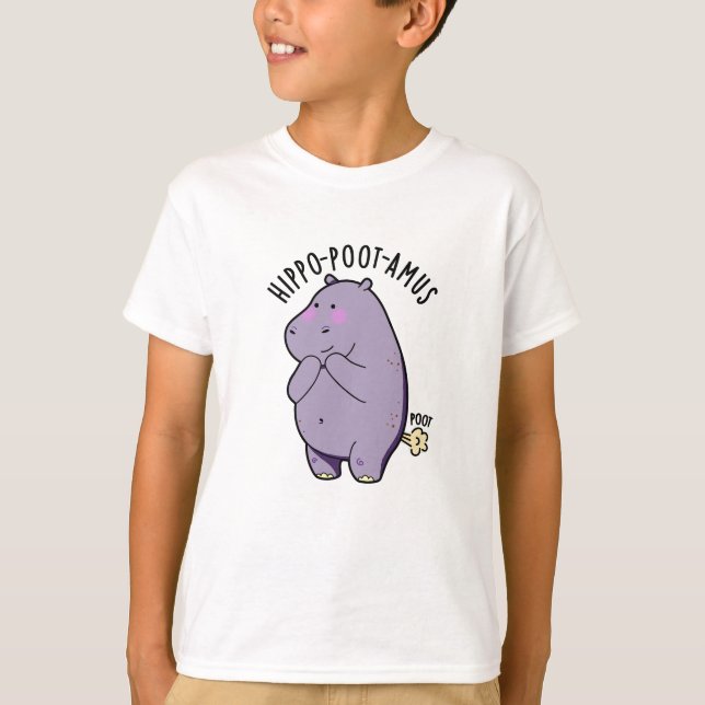 Camiseta Hippo-poot-amus Funny Farting Hippo Pun (Frente)