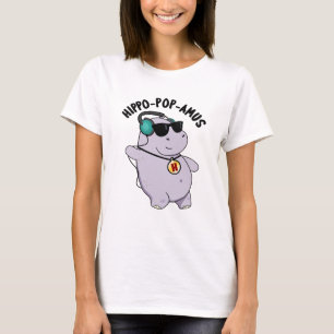 Camiseta Hippo-pop-amus Engraçado Pop Música Hippo Pun