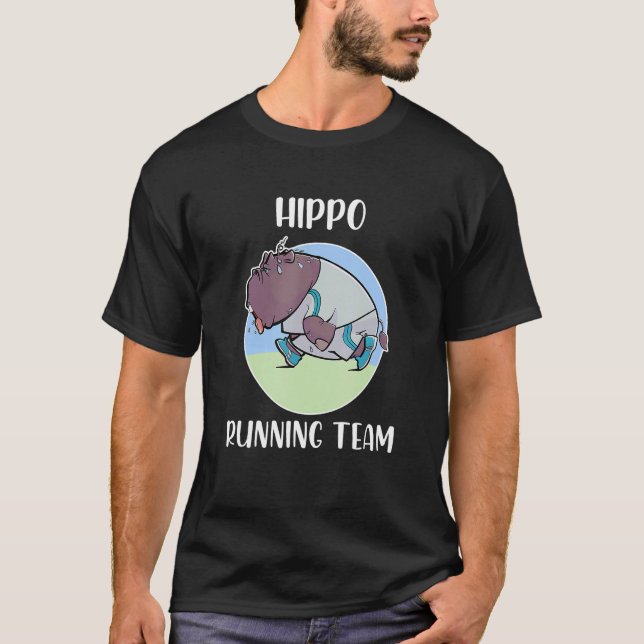 Camiseta Hippo Running Team For Fat Slow Runner (Frente)