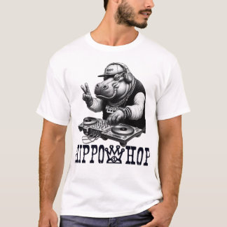 Camiseta Hippo Salto DJ - Engraçado Salto Hippo T-Shirt