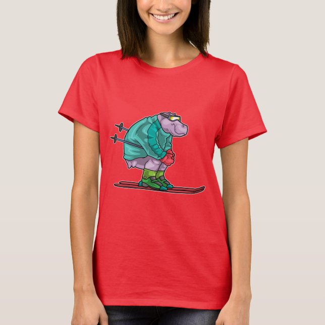 Camiseta Hippo Skier Ski goggggggggggggg Ski (Frente)