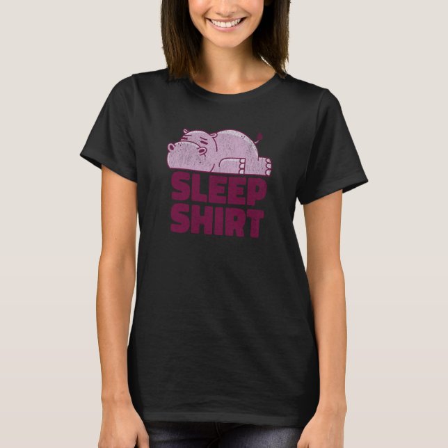 Camiseta Hippo Sleep Nap Taker Lazy Animal Sarcastic Retro (Frente)