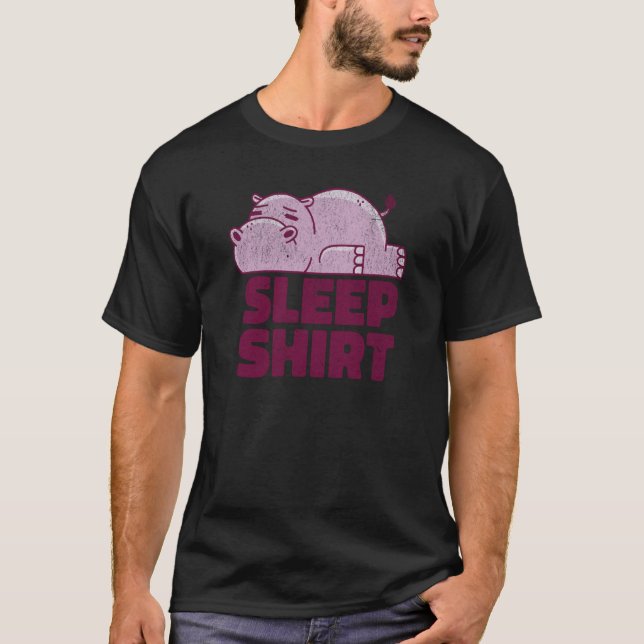 Camiseta Hippo Sleep Nap Taker Lazy Animal Sarcastic Retro (Frente)