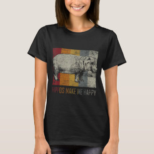 Camiseta Hippo T-Shirt Hippos Me Faz Feliz Zoo Pachyderm K