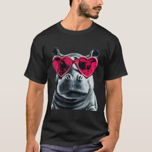 Camiseta Hippo Vestindo o Dia de os namorados do Coração de