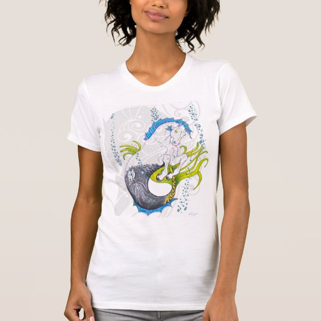 Camiseta Hippocampus (crânio) com coração de cinza (Frente)