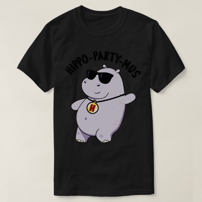 Camiseta Hippopartymus Funny Animal Hippo Pun (Frente do Design)