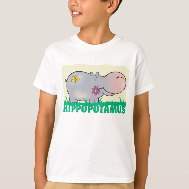 Camiseta Hippopotamus amigável do miúdo (Frente)