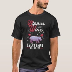Camiseta Hippopotamus And Wine Hippo Hippopotamus