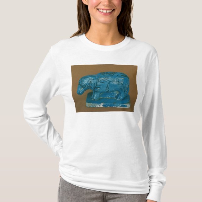 Camiseta Hippopotamus azul com decoração preta (Frente)