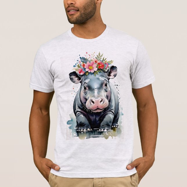 Camiseta Hippopotamus Com Coroa De Flor (Frente)
