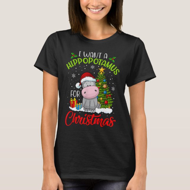 Camiseta Hippopotamus For Christmas Xmas (Frente)