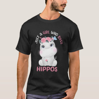 Camiseta Hippopotamus Just A Who Loves Hippos Flower Floral
