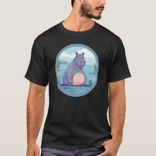 Camiseta Hippopotamus Mulheres Cute Hippo Zoo Animal