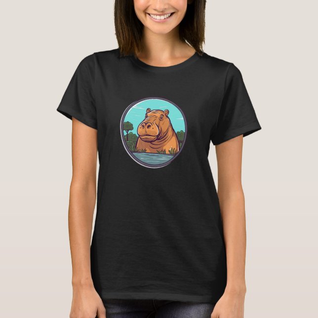 Camiseta Hippopotamus Women s Cute Hippo Zoo Animal Safari  (Frente)