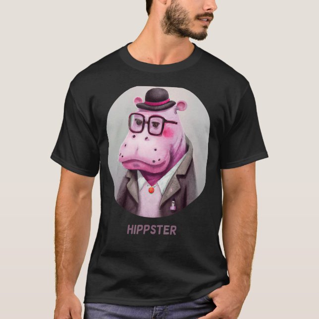 Camiseta Hippster Hippo Hipster Cute Pun Animal Hippopotamu (Frente)