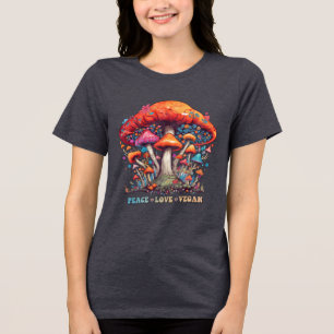 Camiseta Hippy Boho Cogumelo Paz Amor Vegano