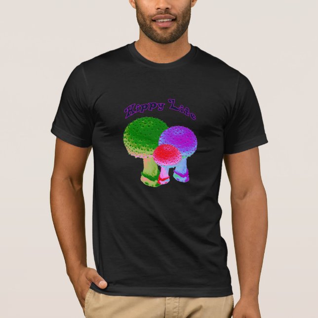 Camiseta Hippy Life Neon Mushroom (Frente)