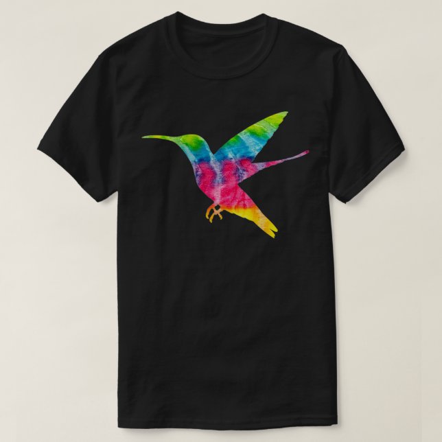 Camiseta Hippy Trippy Tie Dye Hummingbird Bird Assistindo A (Frente do Design)