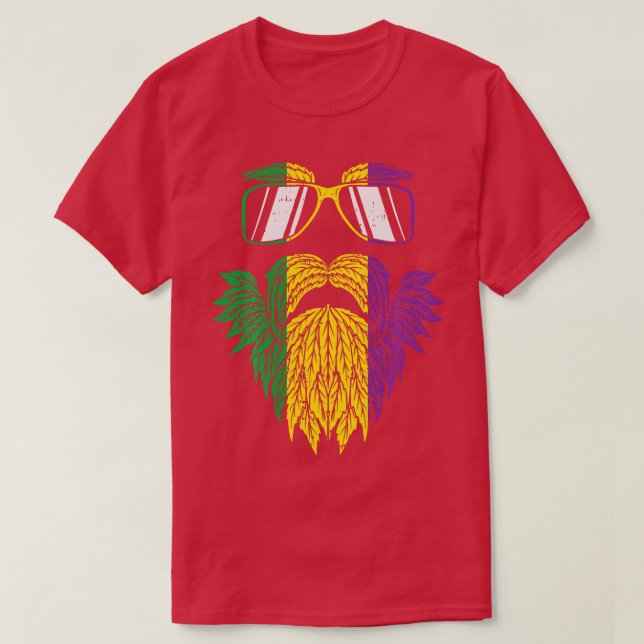 Camiseta Hipster Amarelo roxo Barba Mardi Gras Carni (Frente do Design)