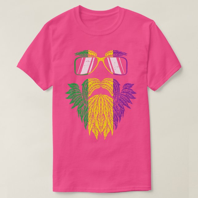 Camiseta Hipster Amarelo roxo Barba Mardi Gras Carni (Frente do Design)