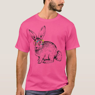 Camiseta Hipster Bonito Coelhinho Colar Colos Óculos Coelho