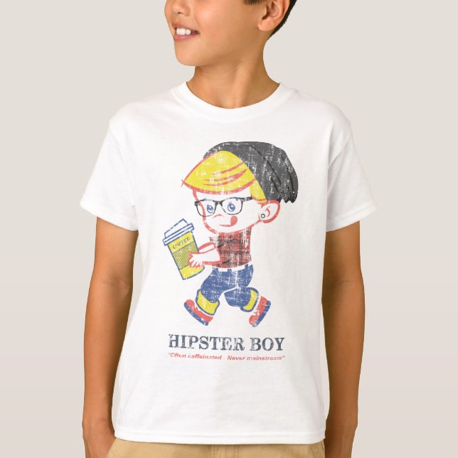 Camiseta Hipster Boy angustiou a ilustração de paródia de v (Frente)