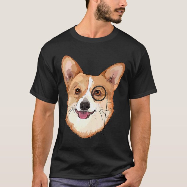 Camiseta Hipster Corgi Com Monocles Corgi (Frente)