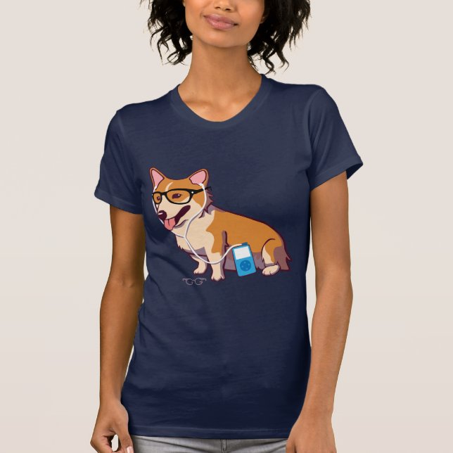 Camiseta Hipster Corgi T-Shirt (sem texto) (Frente)