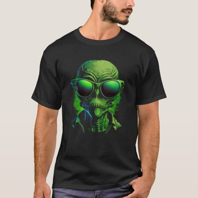 Camiseta Hipster da Alienígena da cabeça alienígena Óculos  (Frente)