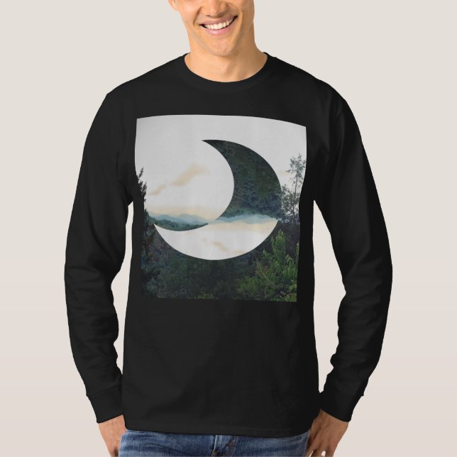 Camiseta Hipster da lua da montanha (Frente)