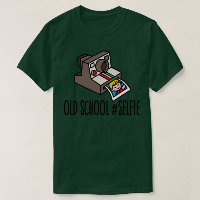 Camiseta hipster de câmera instantânea engraçada da escola  (Frente do Design)