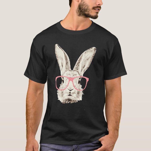 Camiseta Hipster de coelho fino, coelhos rosados, Páscoa (Frente)