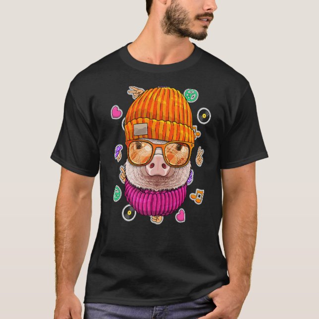 Camiseta Hipster Geek Porco Óculos Nerd Fazenda Animal Love (Frente)