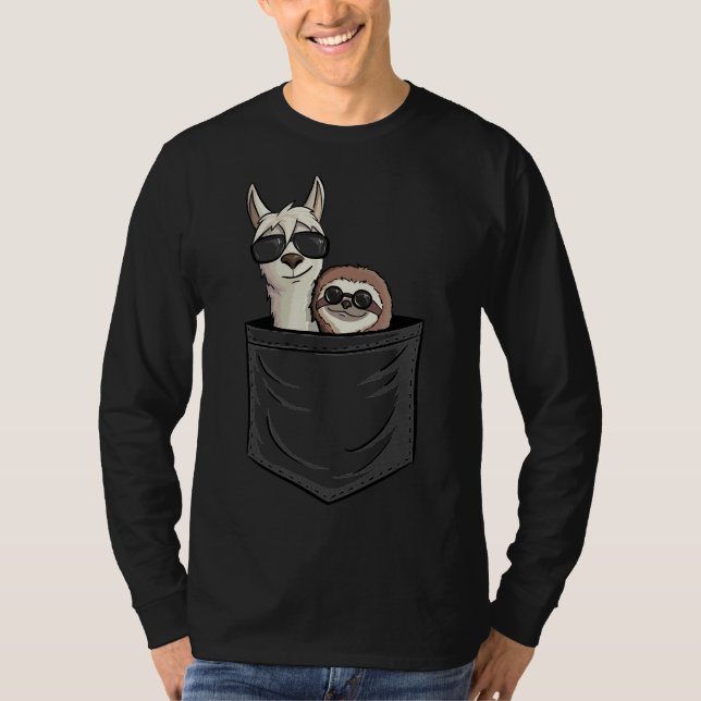 Camiseta Hipster Llama Sloth Com Óculos De Sol Animal Em Po (Frente)