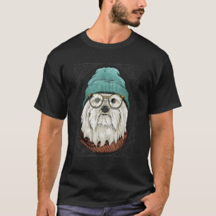 Camiseta Hipster maltês Animal Vestindo óculos de sol Maltê