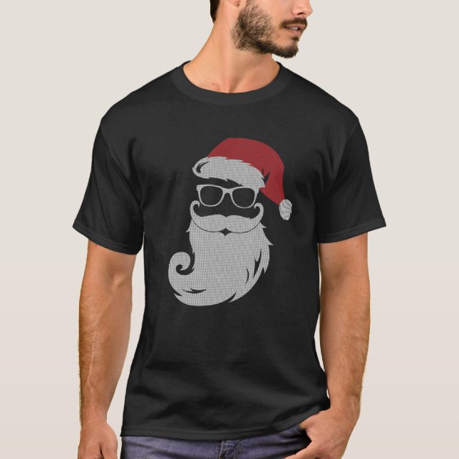 Camiseta Hipster Papai Noel com óculos escuros no Natal (Frente)