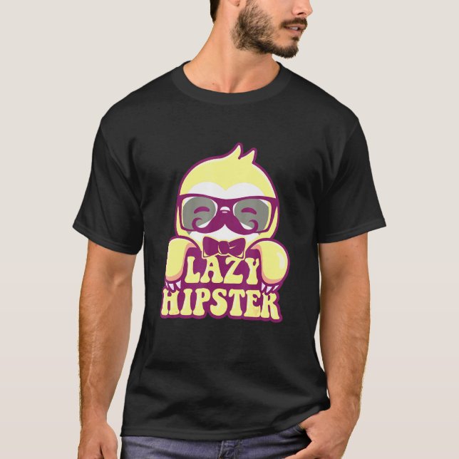 Camiseta Hipster preguiçoso Sloth Mustache Freethinker Nerd (Frente)