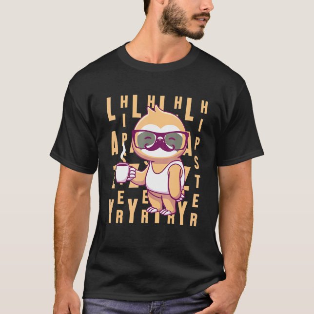 Camiseta Hipster preguiçoso Sloth Mustache Freethinker Urba (Frente)